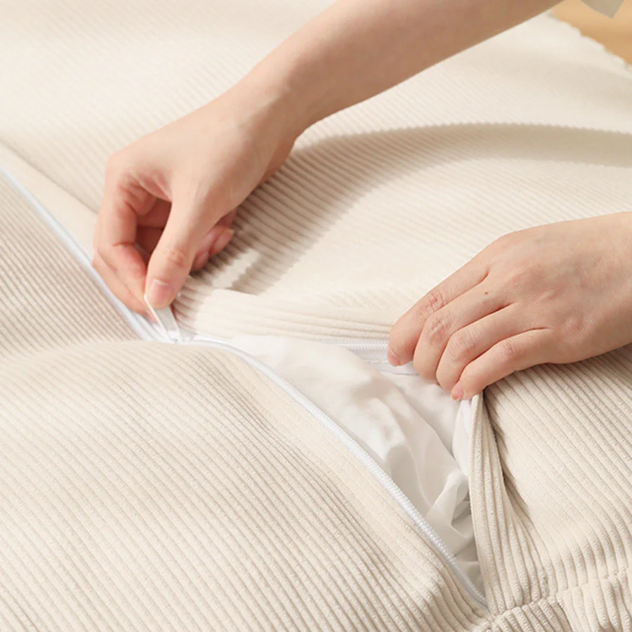 Nagoya Corduroy Plush Creamy Sofa Bed - Image 4