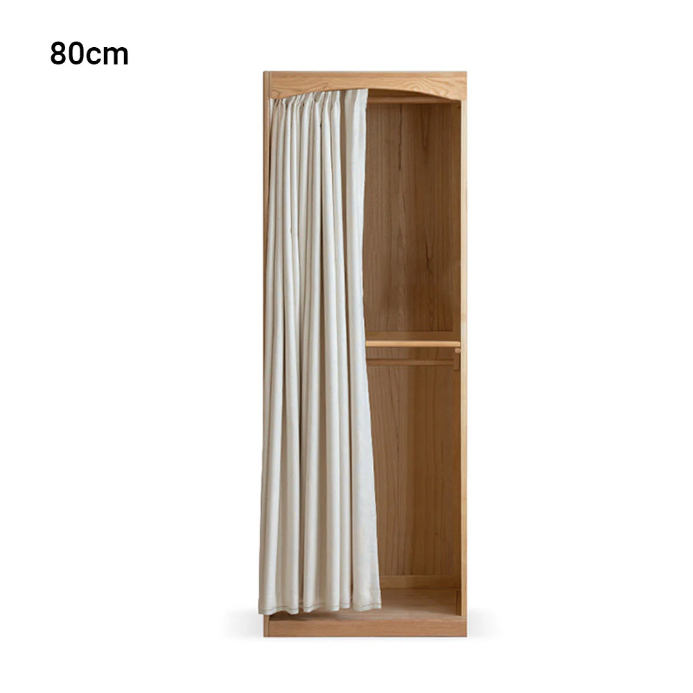 Naila Natural Solid Oak Wardrobe with Curtain - Image 8