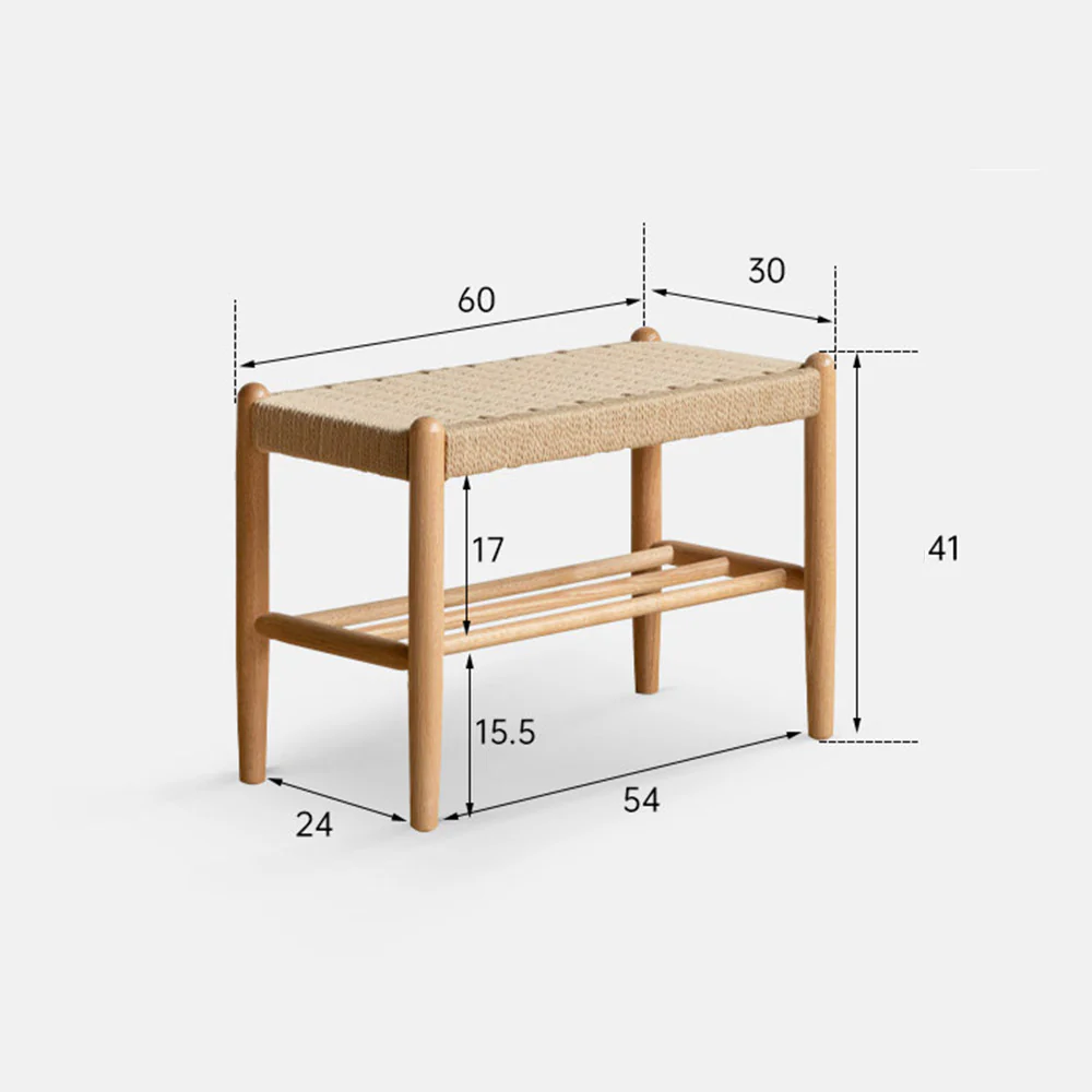 Nara Natural Solid Oak Shoe Bench - Image 12