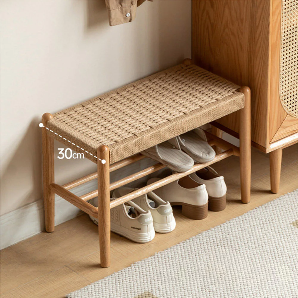 Nara Natural Solid Oak Shoe Bench - Image 3