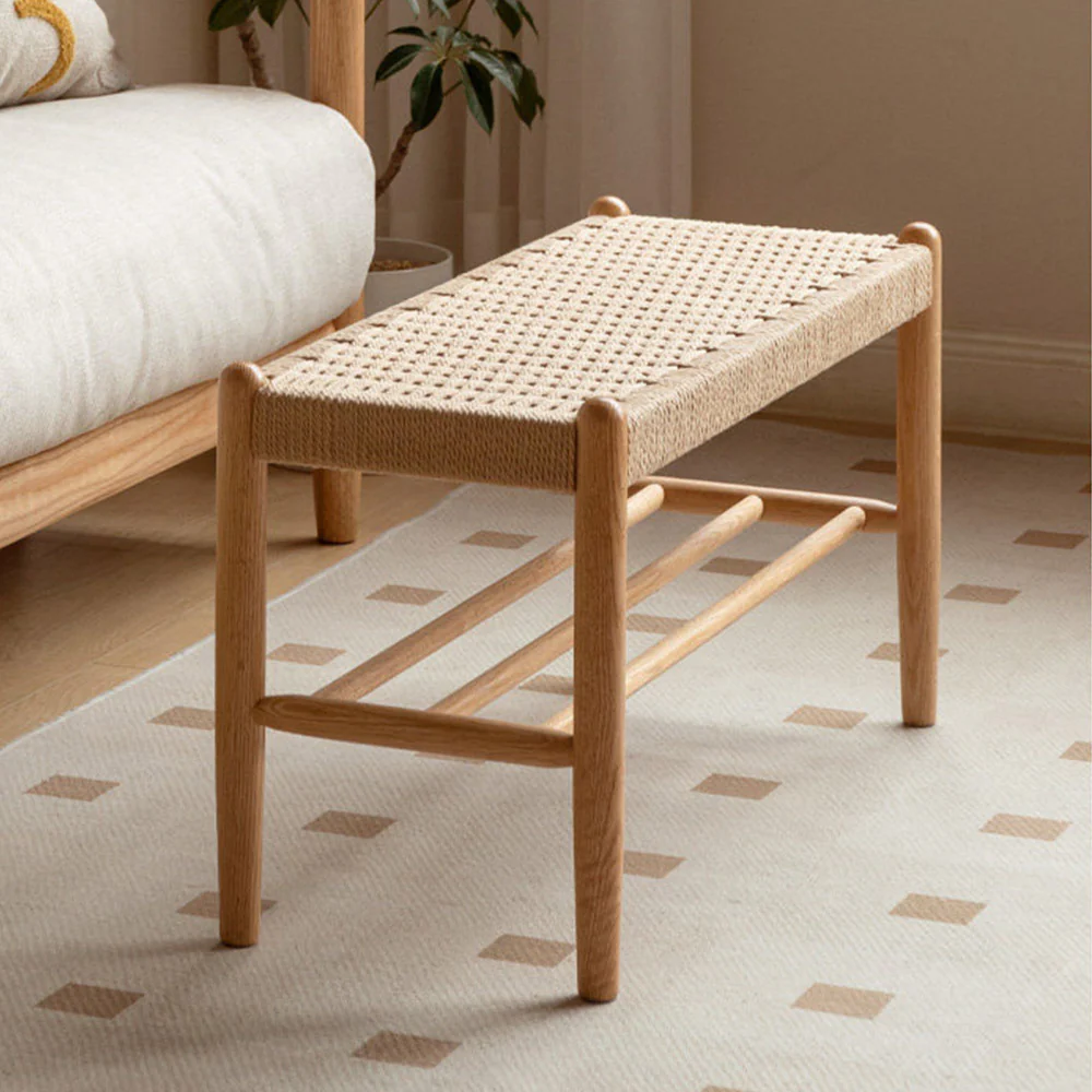 Nara Natural Solid Oak Shoe Bench - Image 5