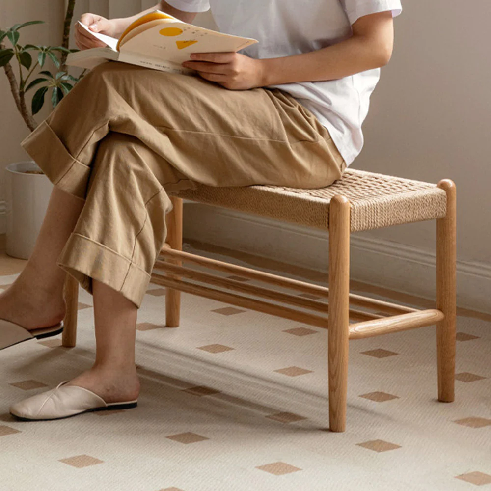 Nara Natural Solid Oak Shoe Bench - Image 6