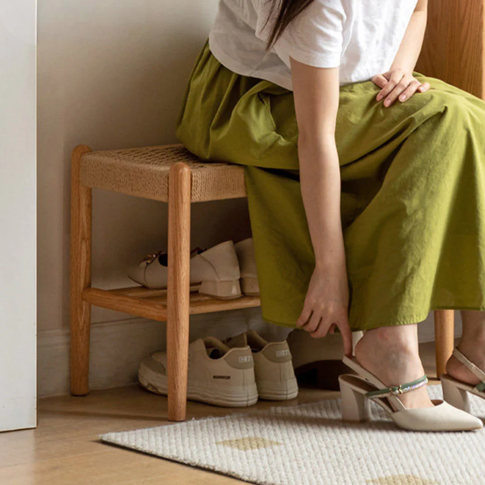 Nara Natural Solid Oak Shoe Bench - Image 7