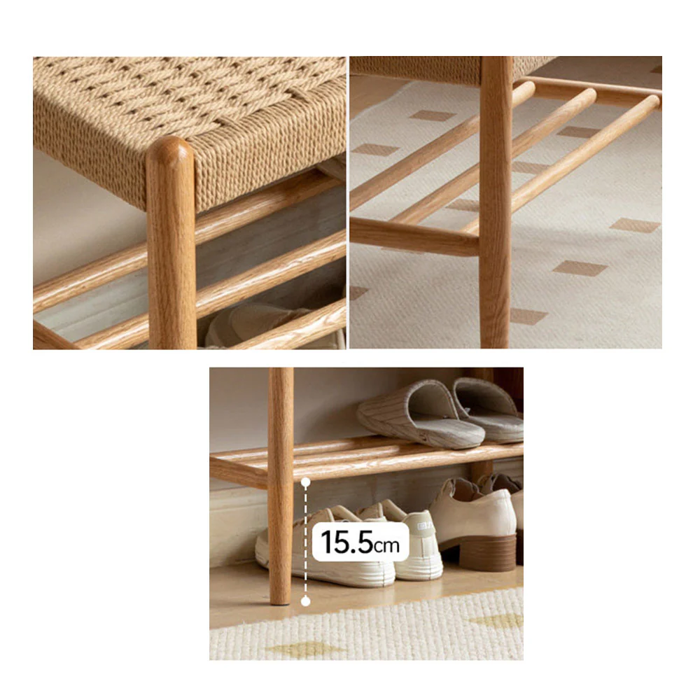 Nara Natural Solid Oak Shoe Bench - Image 9