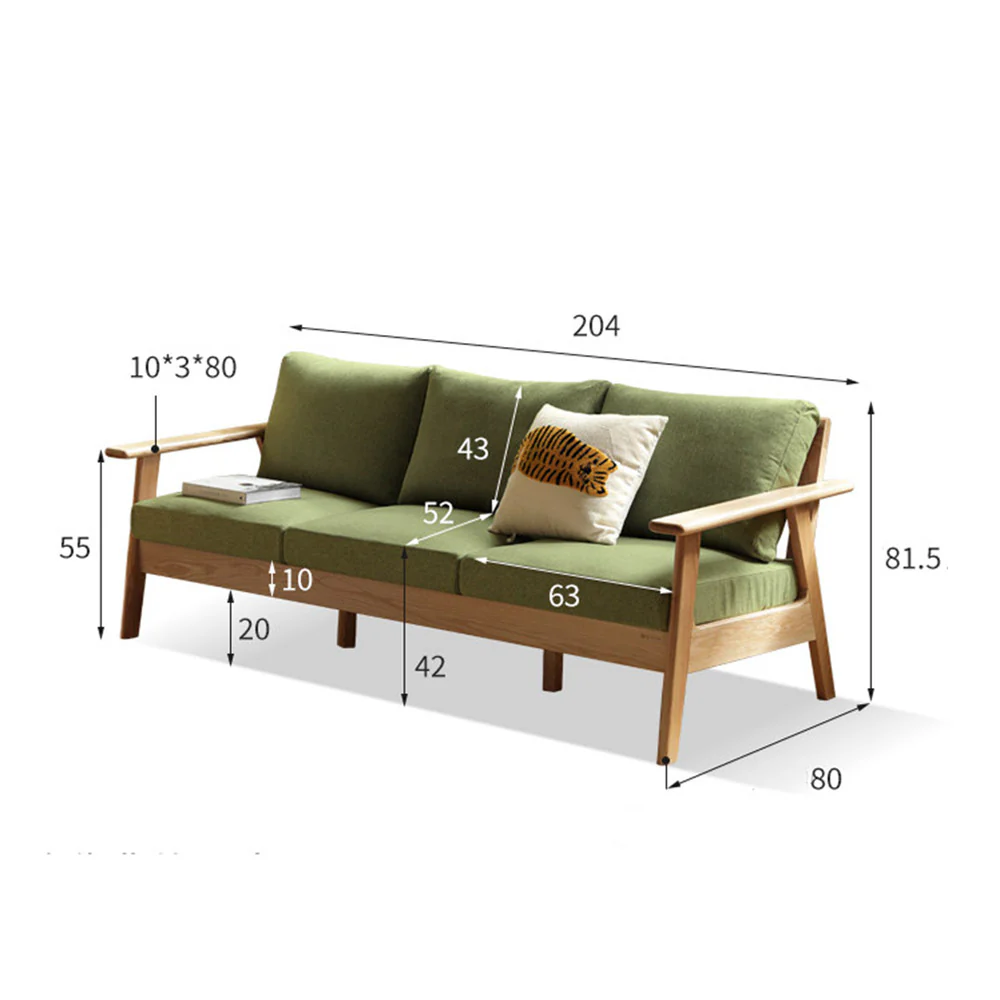 Nayoro Natural Solid Oak Seat Sofa - Image 10