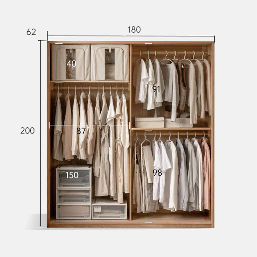 Neath Solid Oak Sliding Door Wardrobe - Image 8