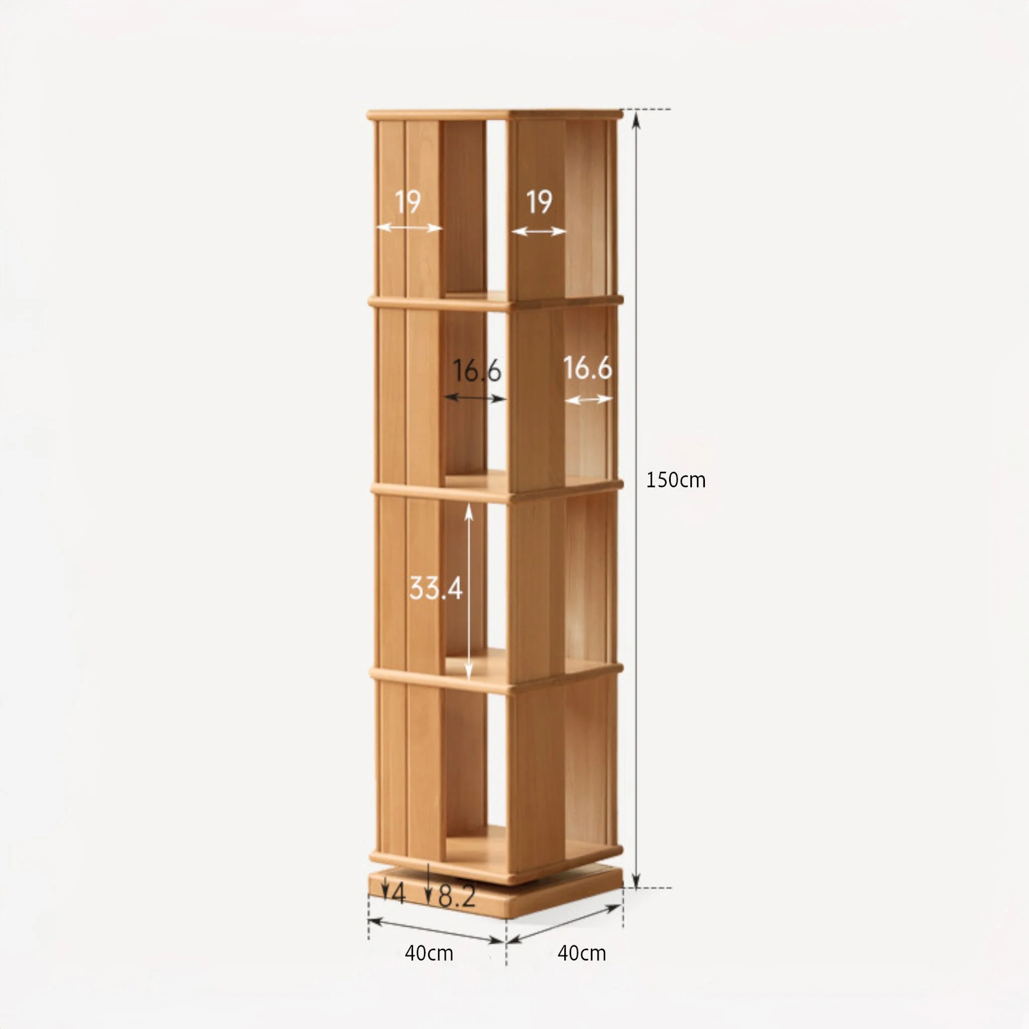 Nerola Natural Solid Beech Rotating Bookshelf - Image 10