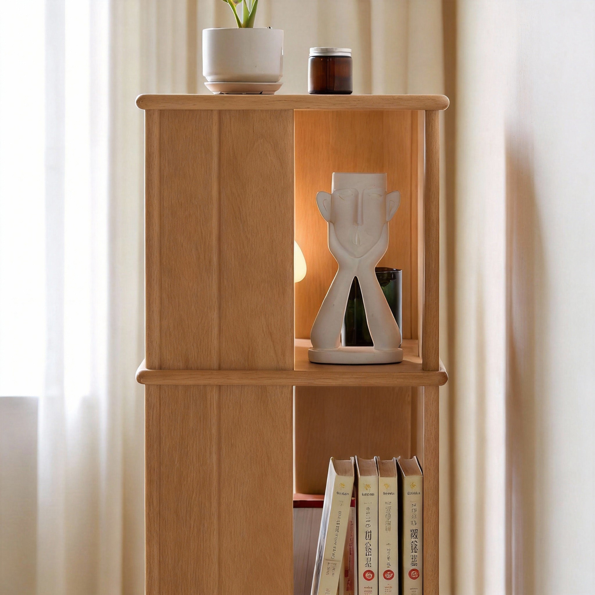 Nerola Natural Solid Beech Rotating Bookshelf - Image 6