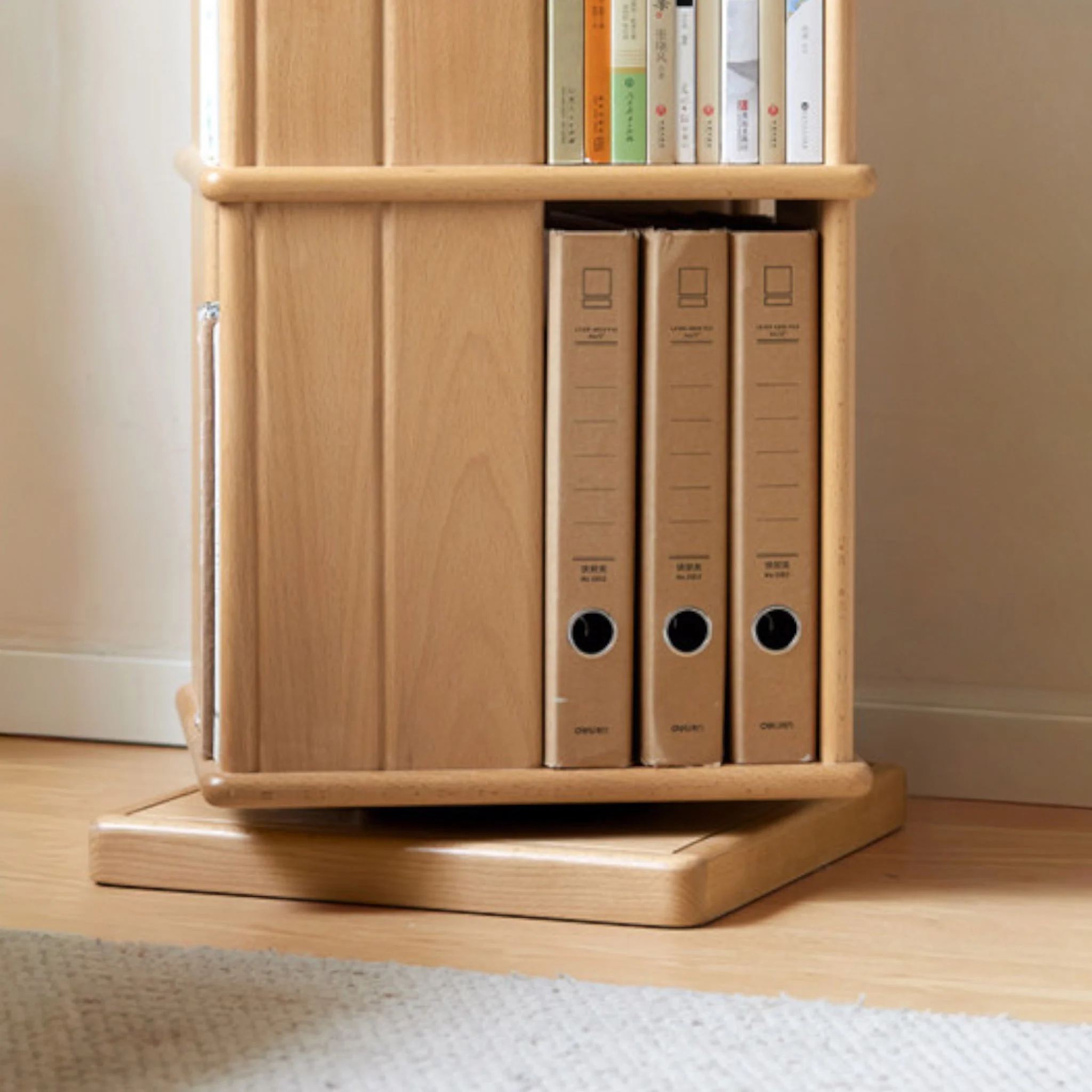 Nerola Natural Solid Beech Rotating Bookshelf - Image 7