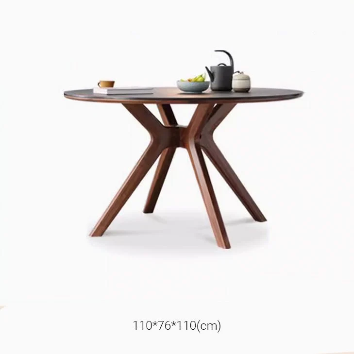 Nest Solid Walnut Round Dining Table with Ceramic Marble Top - Image 5