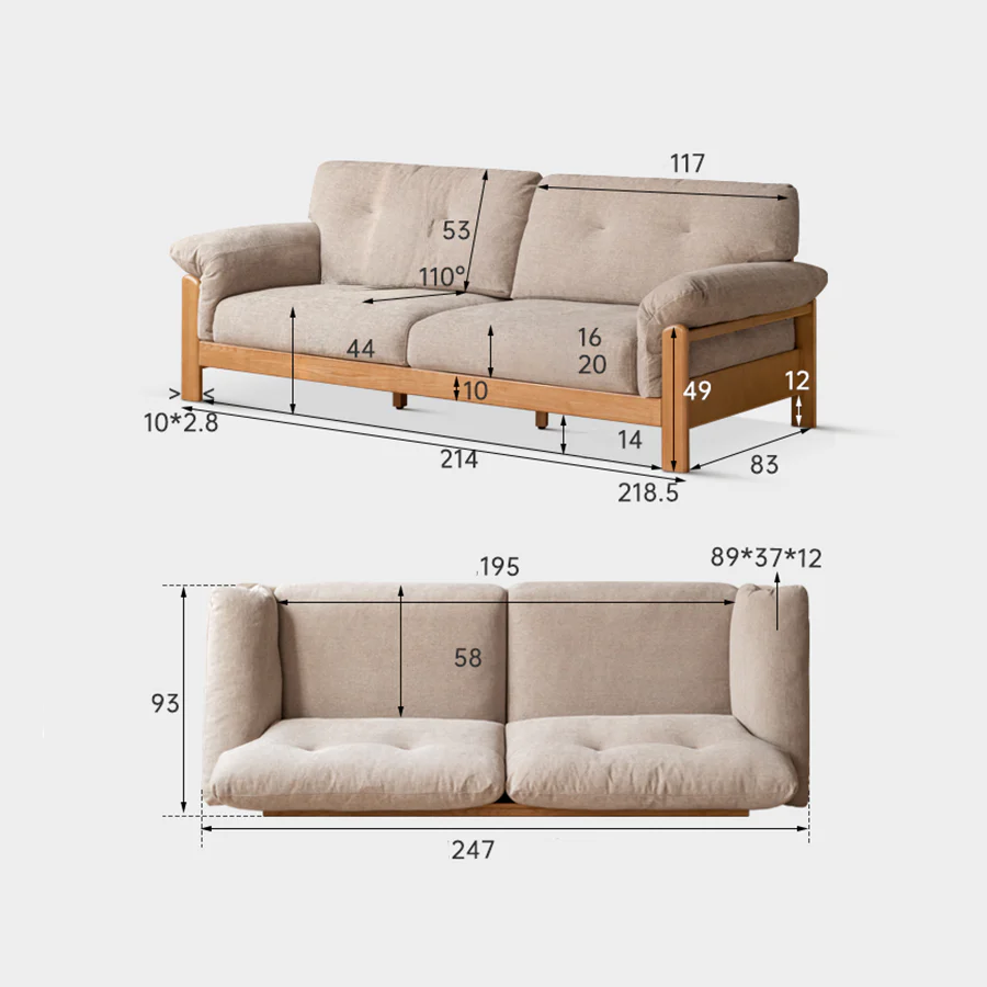 Neuffen Natural Solid Ash Chenille Sofa - Image 12