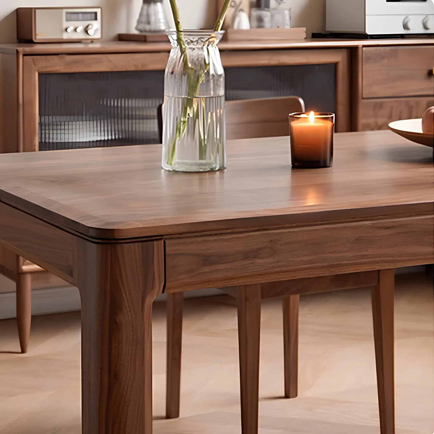 Newark Natural Solid Walnut Large Dining Table - Image 3