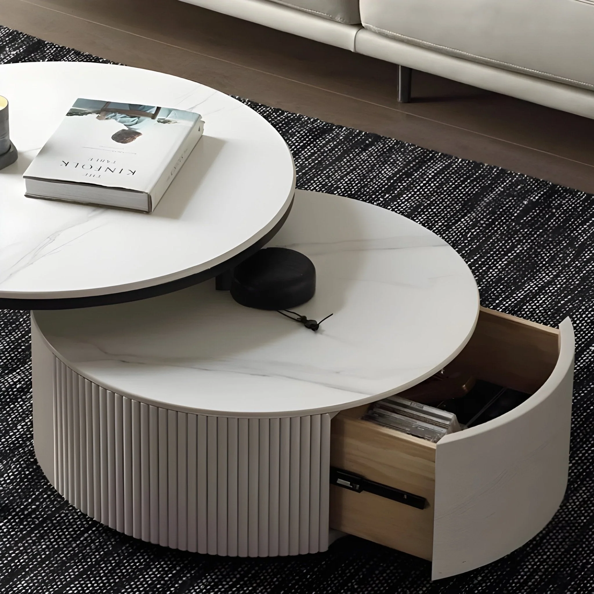 Nora Solid Rubber Wood Coffee Table Set - Image 3