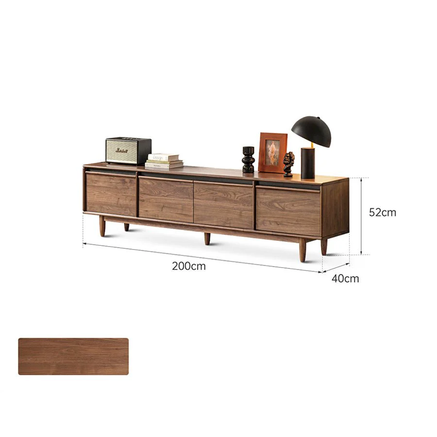 Novara Natural Solid Walnut Entertainment Unit - Image 6