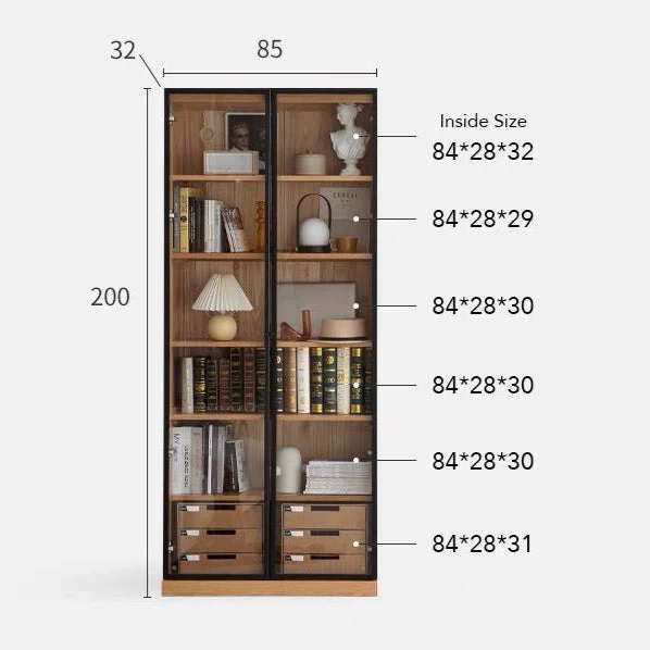 Odense Combination Natural Oak Display/Bookcase Cabinet - Image 7