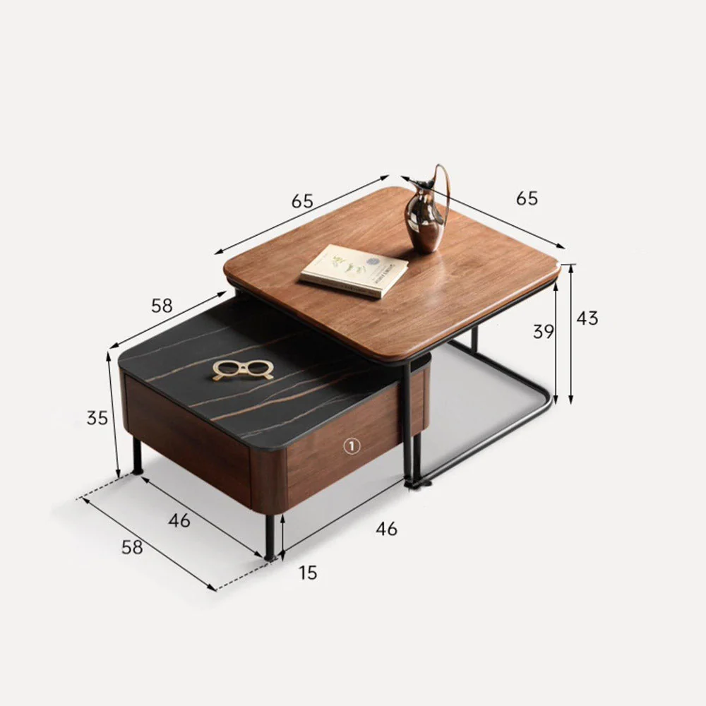 Oliena Natural Solid Walnut Coffee Table Set - Image 10