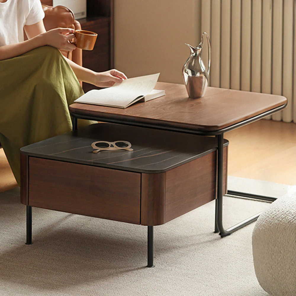 Oliena Natural Solid Walnut Coffee Table Set - Image 3