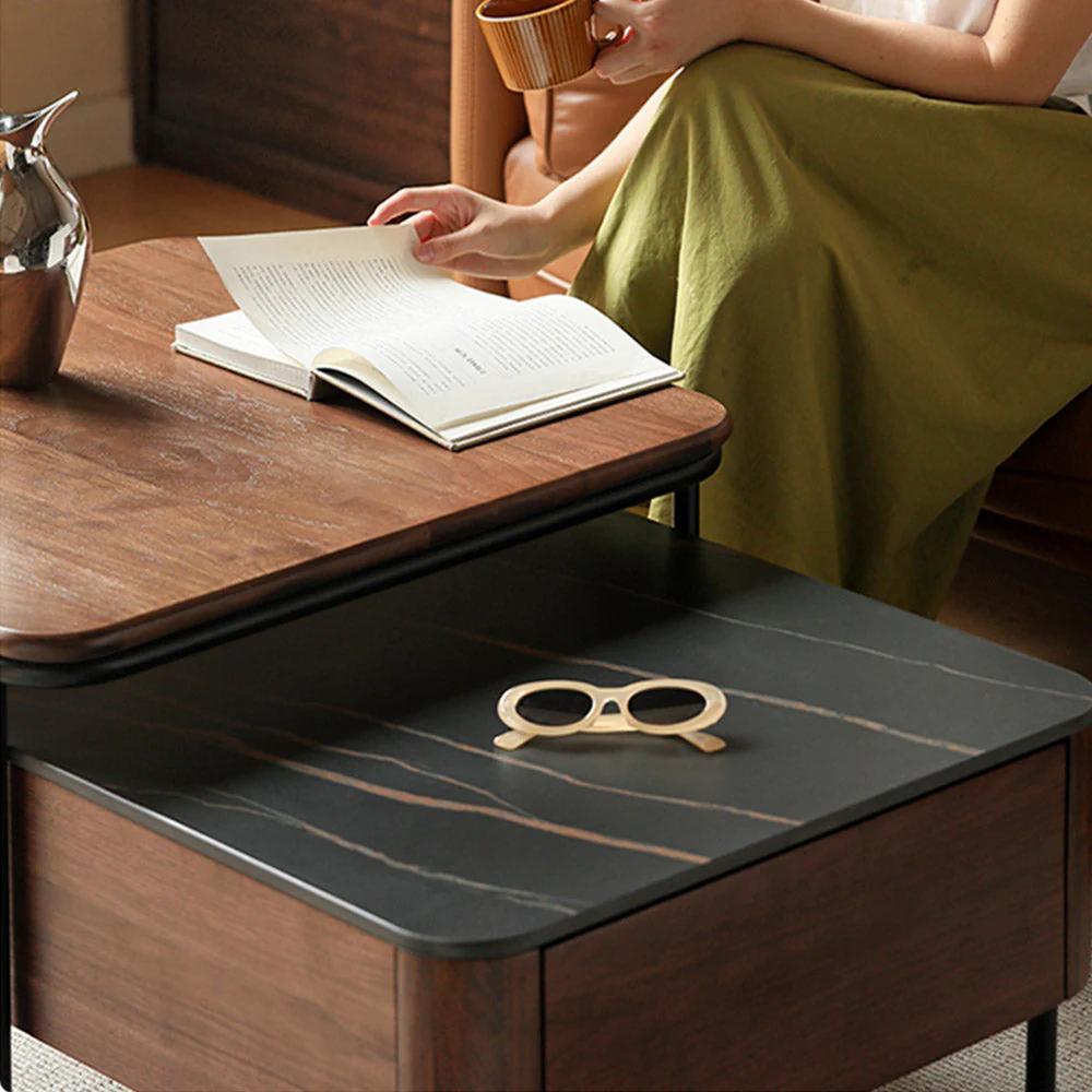 Oliena Natural Solid Walnut Coffee Table Set - Image 4