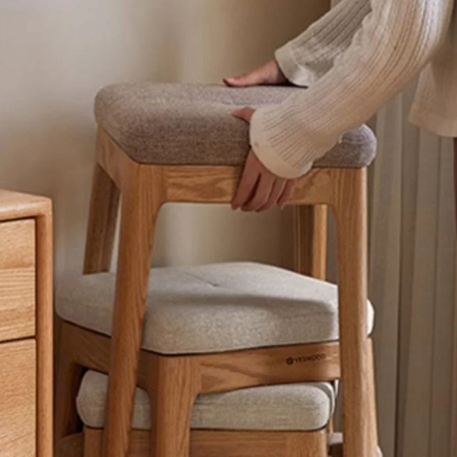 Olini Natural Solid Oak Stacking Stool - Image 2