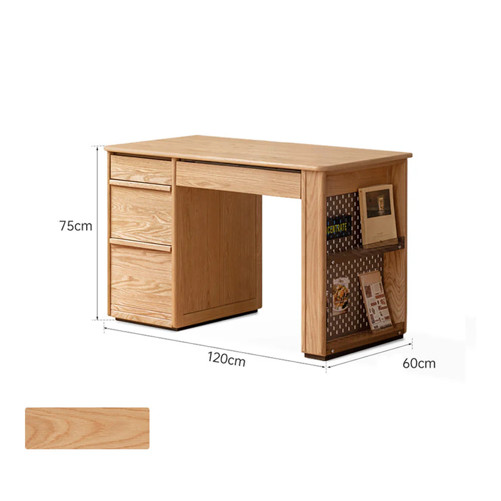 Oliveri Natural Solid Oak Desk with Hutch - Image 12