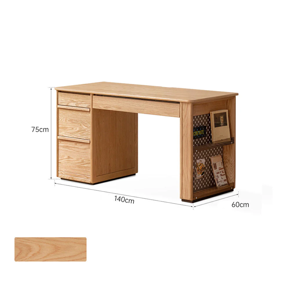 Oliveri Natural Solid Oak Desk with Hutch - Image 13