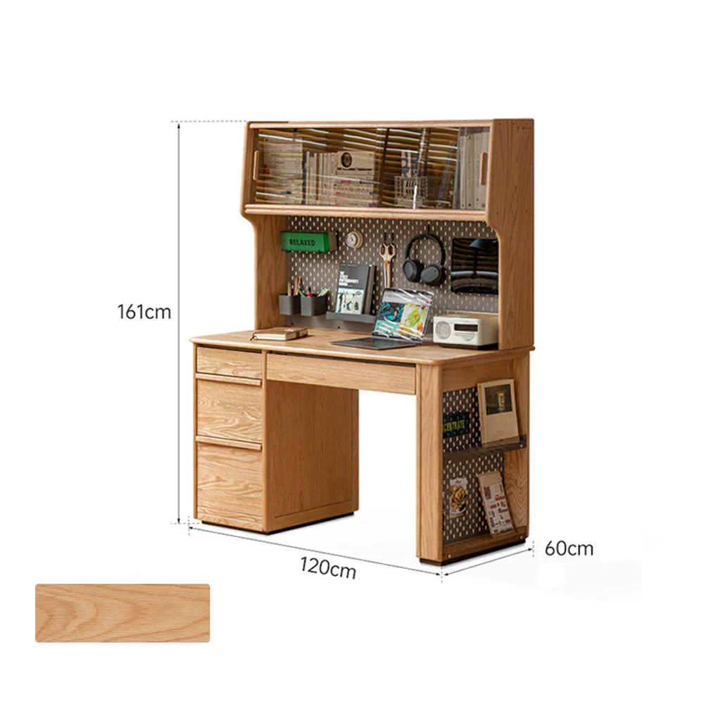 Oliveri Natural Solid Oak Desk with Hutch - Image 14
