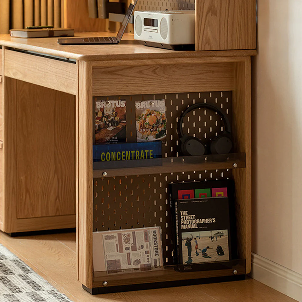 Oliveri Natural Solid Oak Desk with Hutch - Image 8