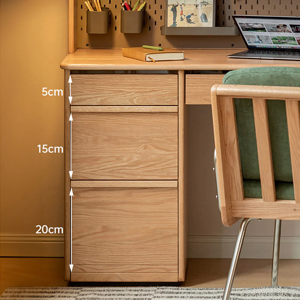 Oliveri Natural Solid Oak Desk with Hutch - Image 9
