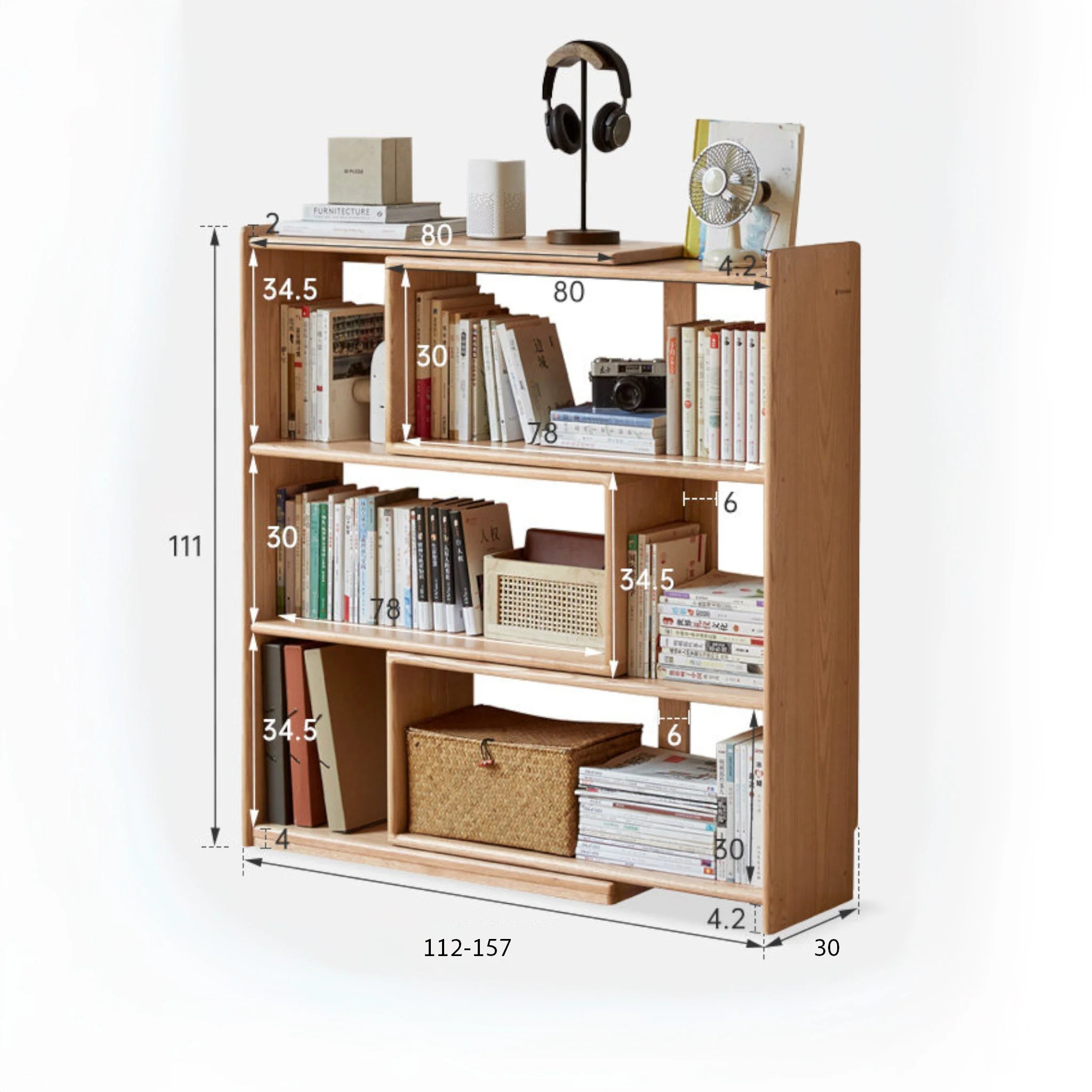 Orvieto Natural Solid Oak Extending Turning Bookcase - Image 10