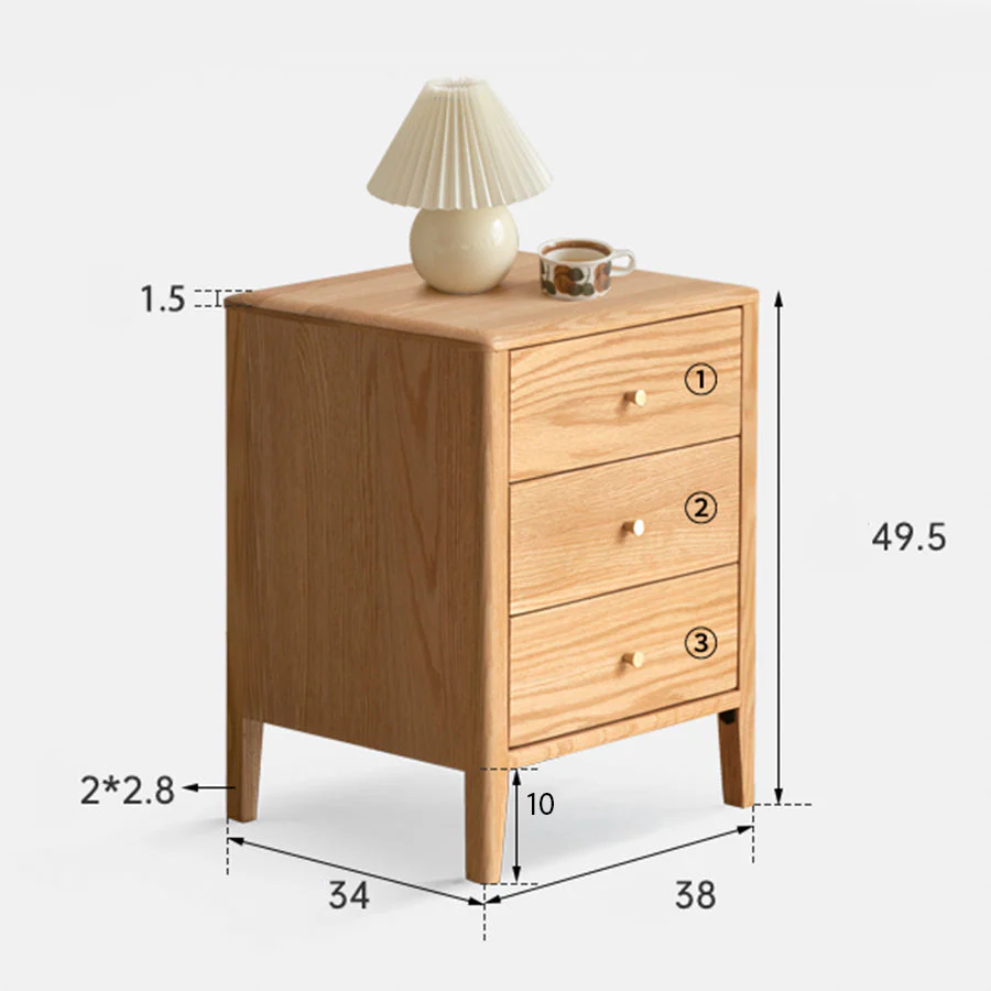 Oslo Natural Solid Oak Bedside Table Design 3 - Image 10