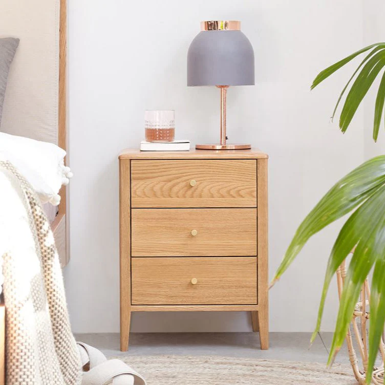 Oslo Natural Solid Oak Bedside Table Design 3 - Image 2