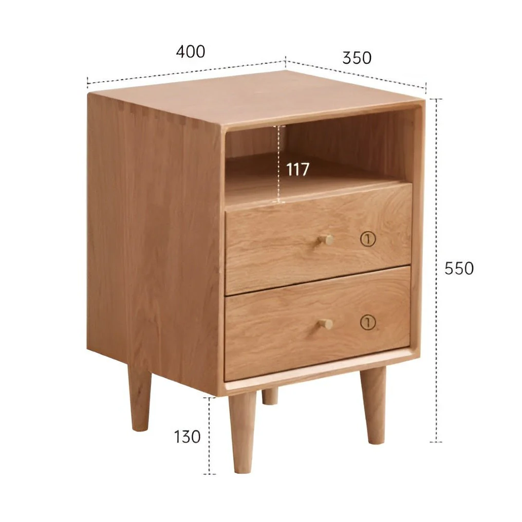 Oslo Natural Solid Oak Bedside Table - Image 6