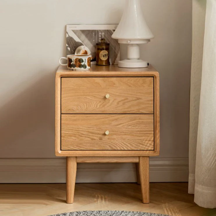 Oslo Natural Solid Oak Bedside Table Design Two - Image 2