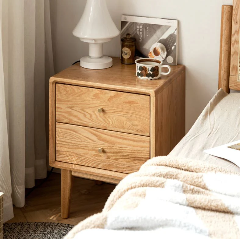 Oslo Natural Solid Oak Bedside Table Design Two - Image 3