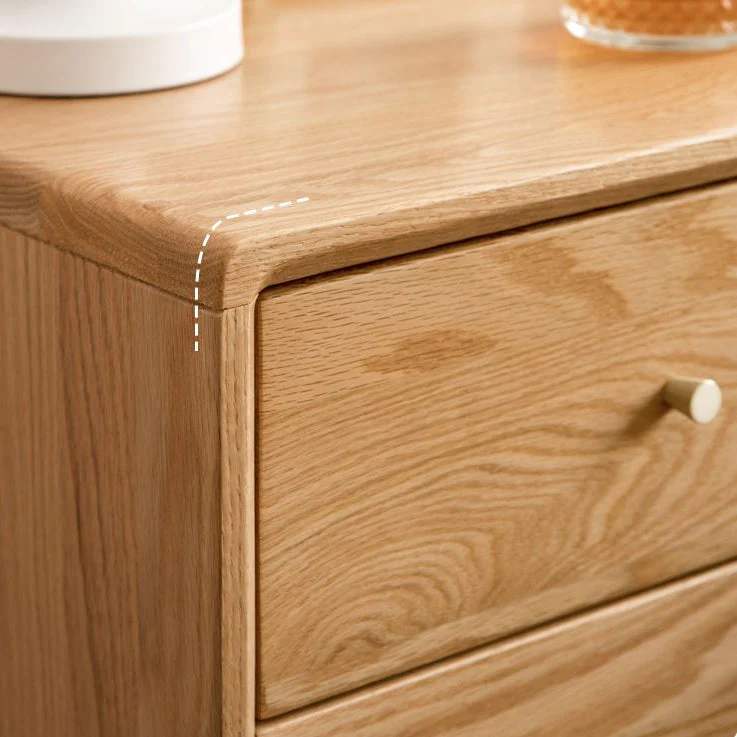 Oslo Natural Solid Oak Bedside Table Design Two - Image 4