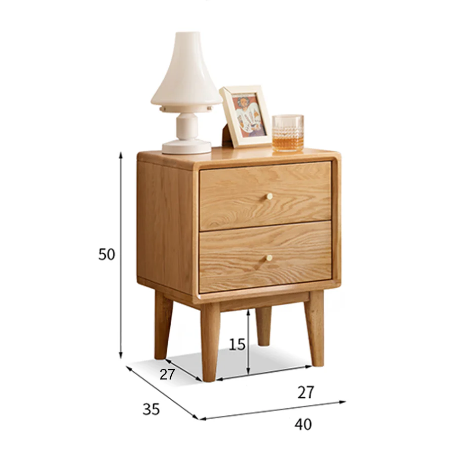 Oslo Natural Solid Oak Bedside Table Design Two - Image 7