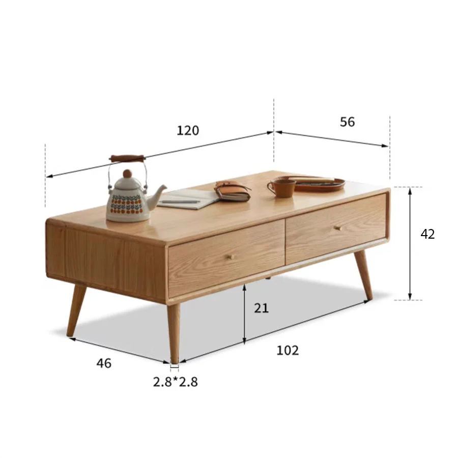 Oslo Natural Solid Oak Coffee Table Design 2 - Image 10