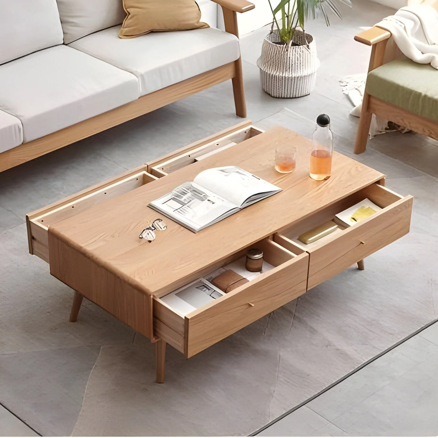 Oslo Natural Solid Oak Coffee Table Design 2 - Image 3