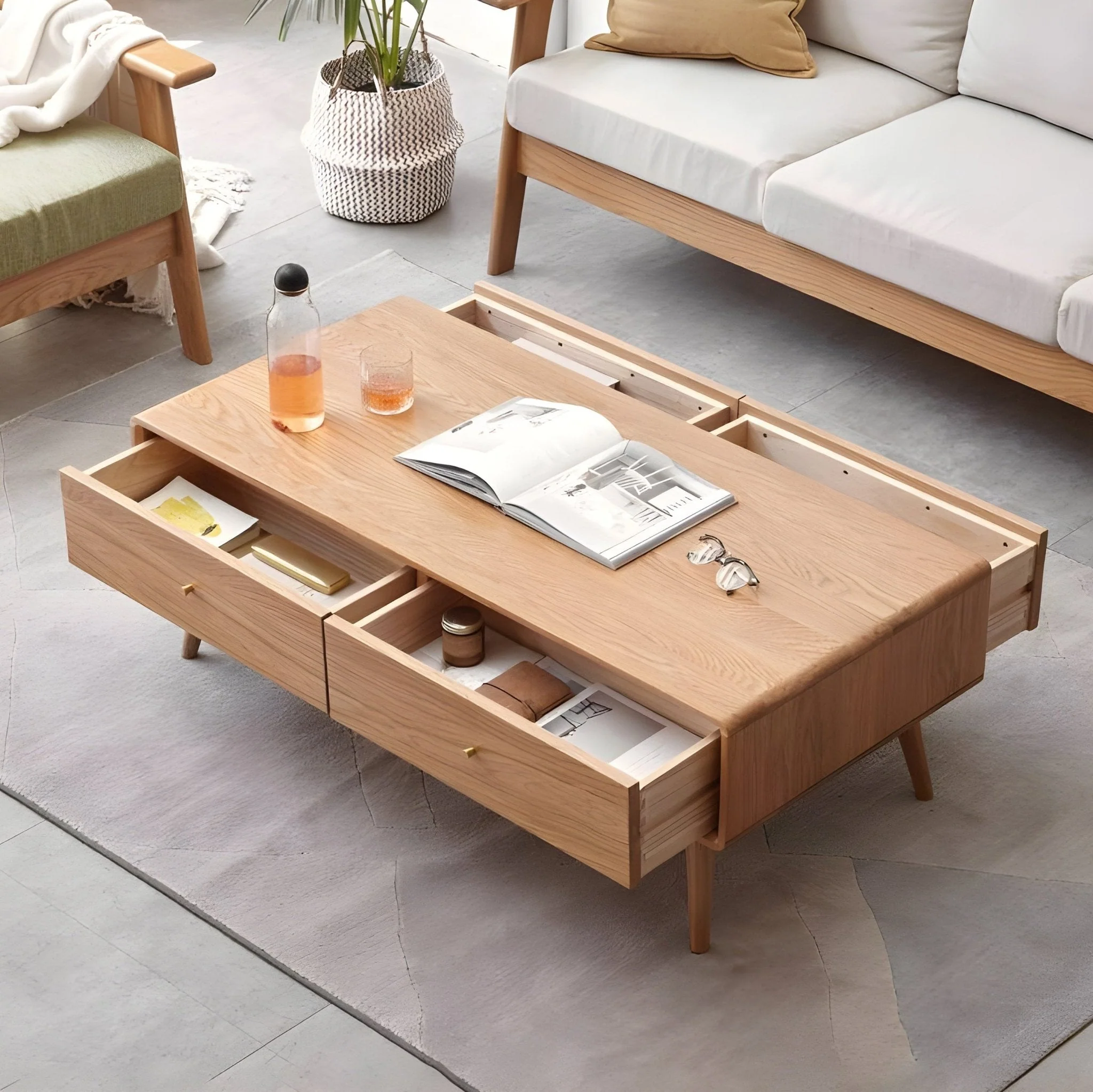 Oslo Natural Solid Oak Coffee Table Design 2 - Image 4
