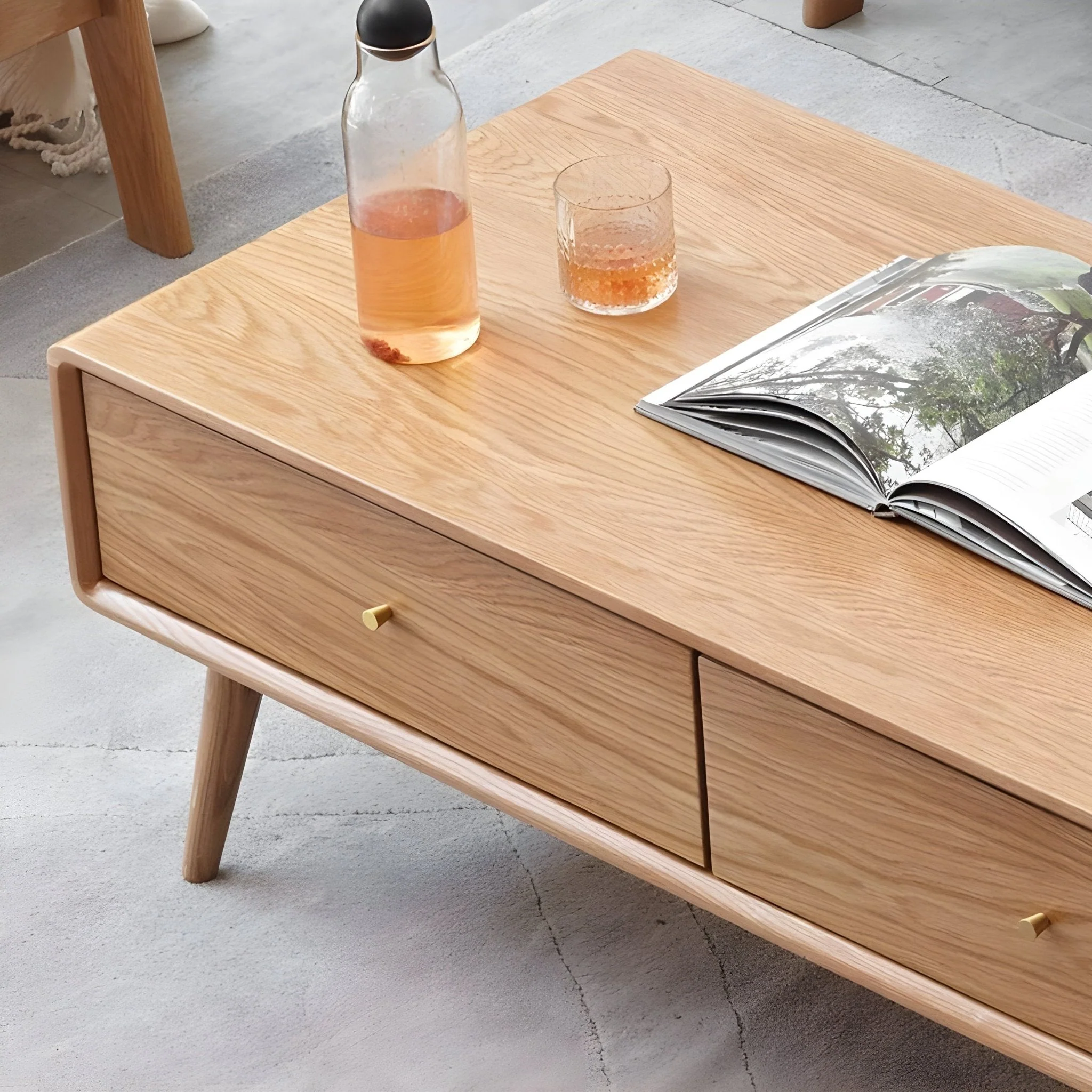 Oslo Natural Solid Oak Coffee Table Design 2 - Image 6