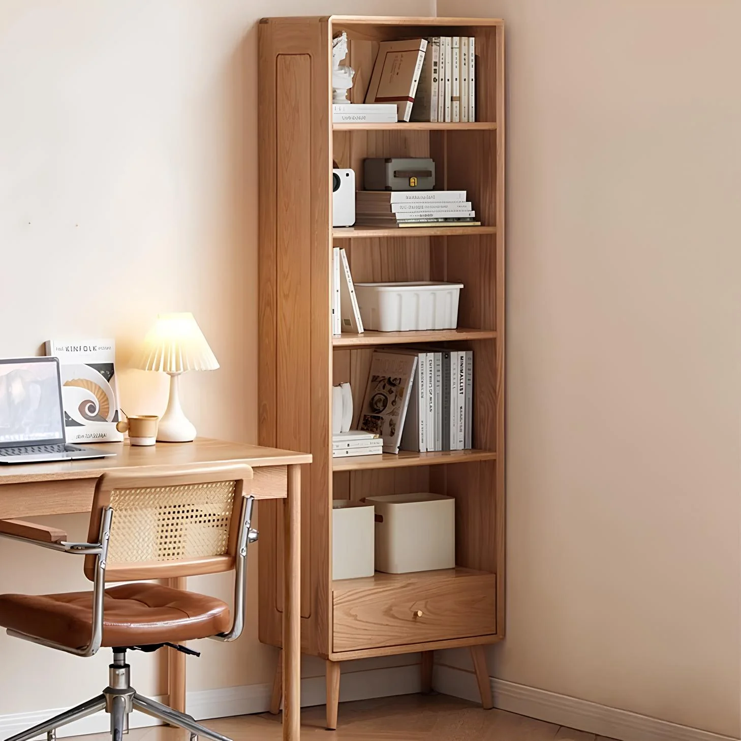 Oslo Natural Solid Oak Display Bookcase Cabinet Design Three - Image 3