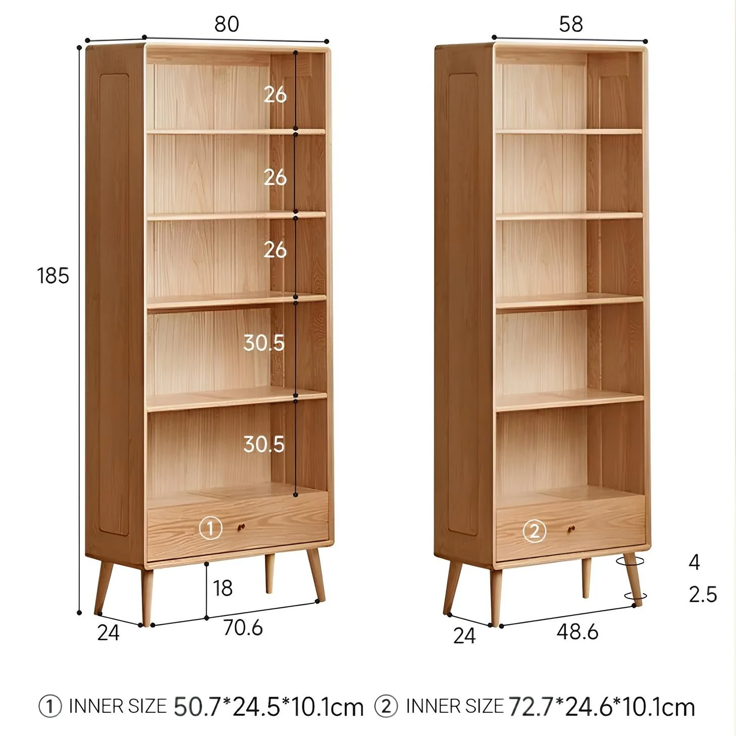 Oslo Natural Solid Oak Display Bookcase Cabinet Design Three - Image 6
