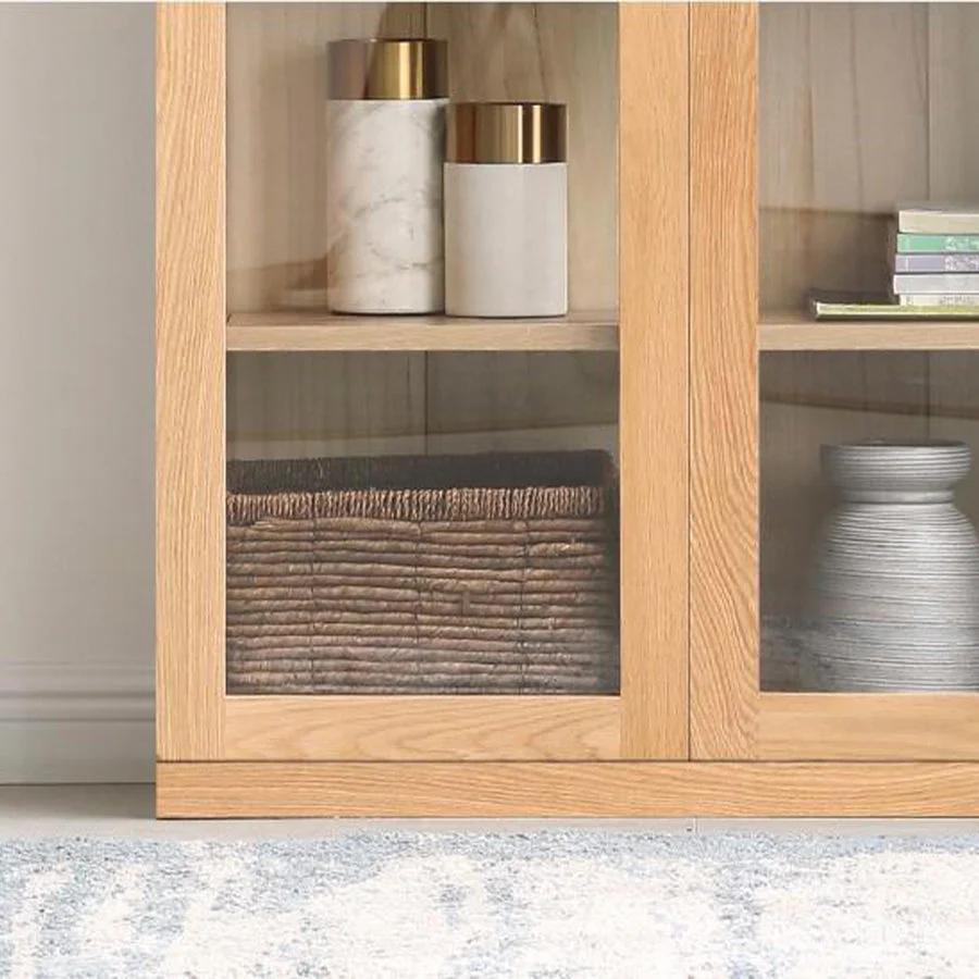 Oslo Natural Solid Oak Display Bookcase Cabinet - Image 5