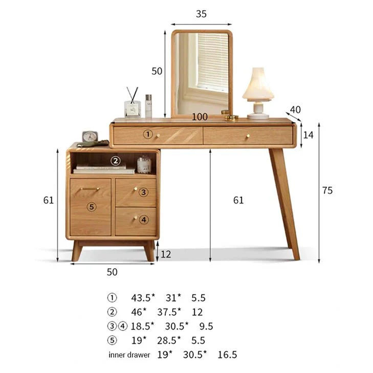 Oslo Natural Solid Oak Dressing Table Design B - Image 11