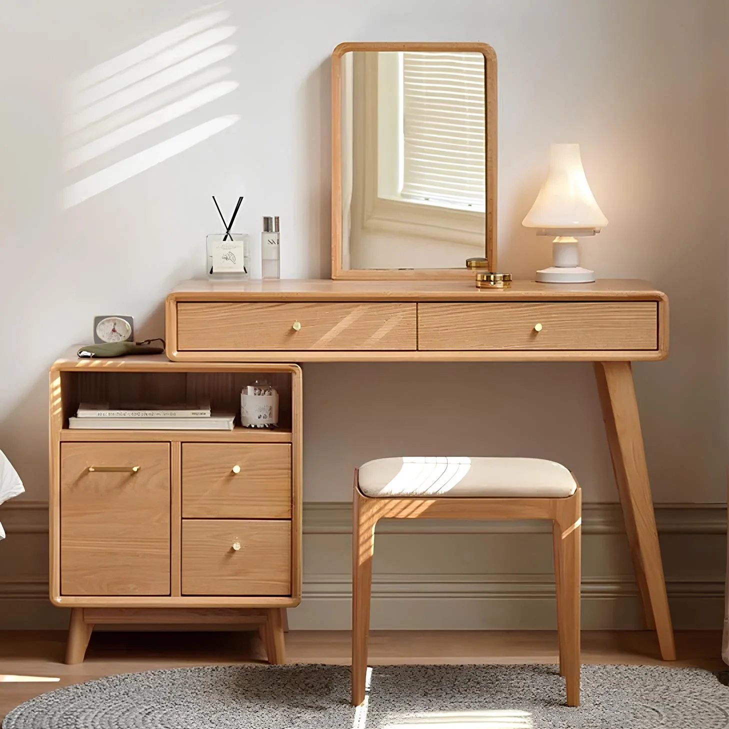 Oslo Natural Solid Oak Dressing Table Design B - Image 2