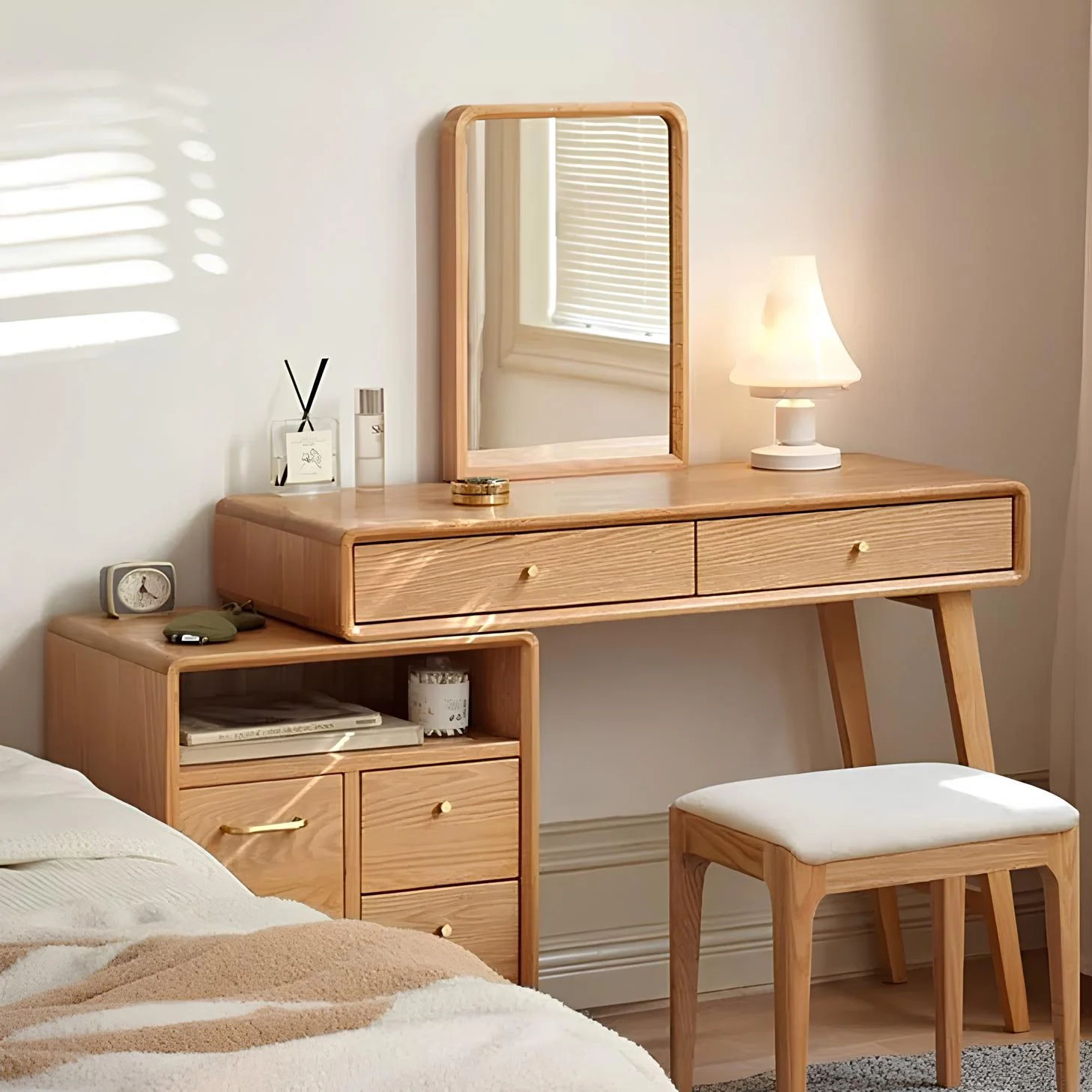 Oslo Natural Solid Oak Dressing Table Design B - Image 3