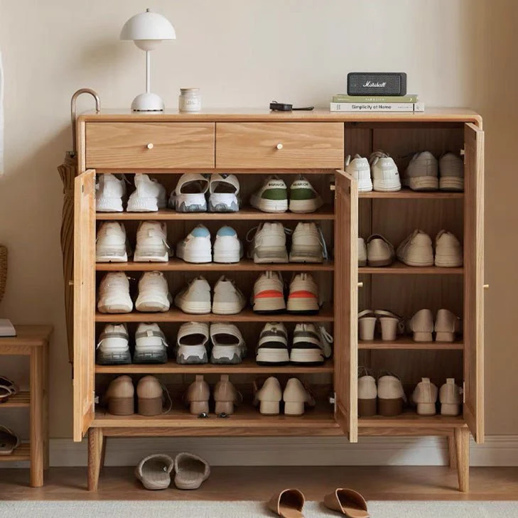Oslo Natural Solid Oak Elegant Shoe Cabinet - Image 2