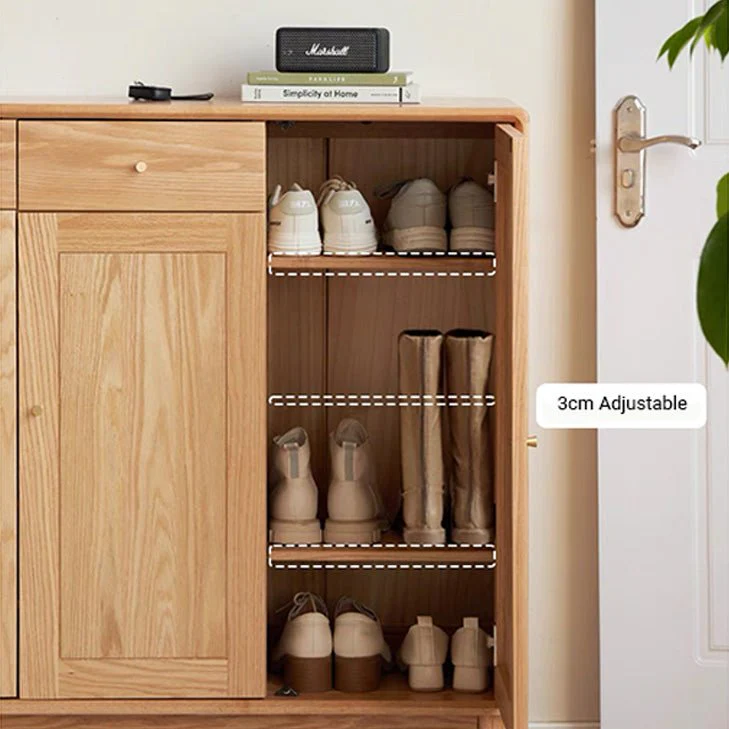 Oslo Natural Solid Oak Elegant Shoe Cabinet - Image 3