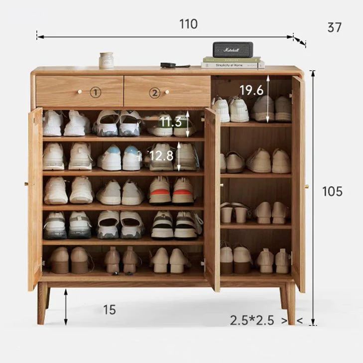 Oslo Natural Solid Oak Elegant Shoe Cabinet - Image 5