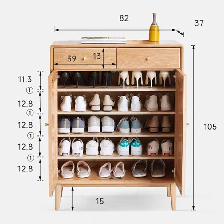 Oslo Natural Solid Oak Elegant Shoe Cabinet - Image 7